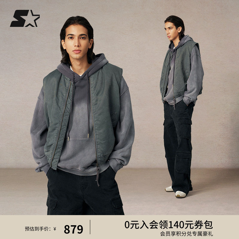 STARTER无袖马甲春秋新款运动休闲新雪丽棉保暖棉服女外套上衣