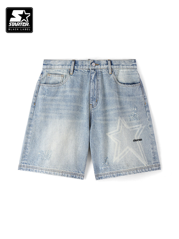 STARTER 데님 반바지 코튼 2024 여름 뉴 스타 청바지 다목적 캐주얼 루즈 팬츠