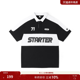 通勤宽松休闲时尚 100%棉夏季 百搭印花黑白纯棉上衣 POLO衫 STARTER