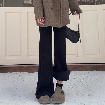 女童加绒牛仔喇叭裤秋冬款一体绒