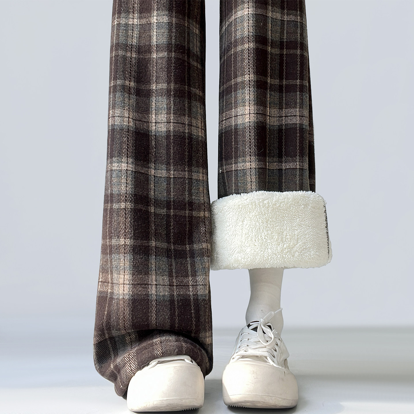 女童羊羔绒格子阔腿裤秋冬款儿童一体绒保暖裤冬季大童女孩厚裤子,童装/婴儿装/亲子装,裤子,淘宝优惠券,粉丝福利购,淘宝优惠卷