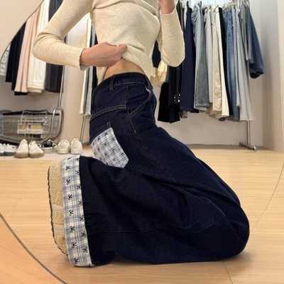 女童加绒牛仔裤春秋款女孩阔腿裤