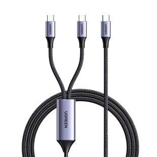 绿联二合一双typec数据线一拖二ctoc充电线适用于iPhone16/15pro安卓手机iPad电脑快充车载tpyec口