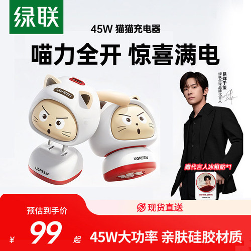 绿联45W猫猫充电器pd40W氮化镓