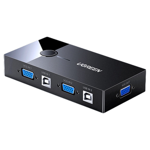 绿联KVM切换器VGA两台双电脑主机共用一个显示器屏共享USB键盘鼠标视频屏幕转换一拖二一分二分配器二进一出