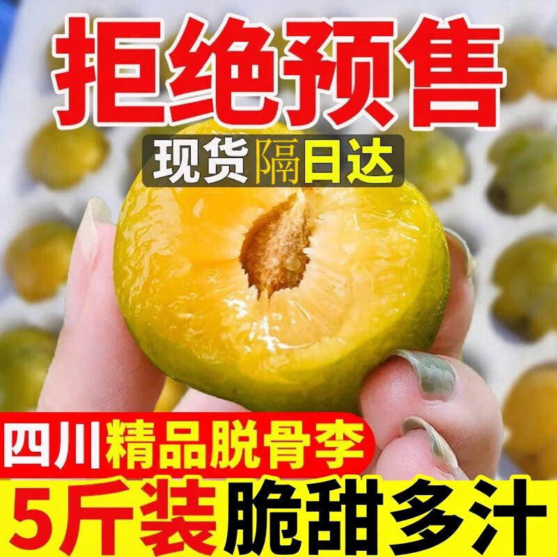 四川脱骨李子脆红李脱骨李子5斤新鲜水果当季茵红李半边红脆甜李