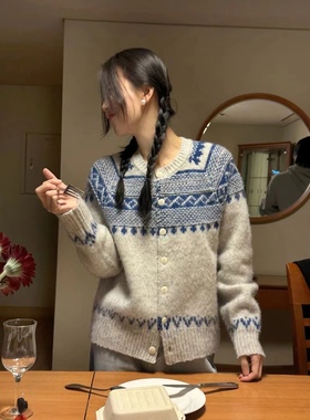 十三行acme ground羊毛针织开衫女2024冬季新韩版气质针织衫25622