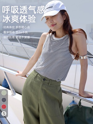 acme ground背心上衣韩系慵懒松弛感多色条纹针织背心 00911