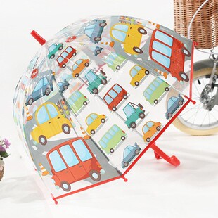儿童雨伞学生上学专用幼儿园折叠伞可爱男女孩轻便拱形透明长柄伞