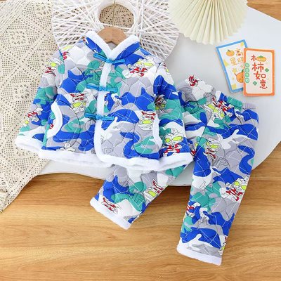 奥特曼棉袄套装宝宝东北大花袄