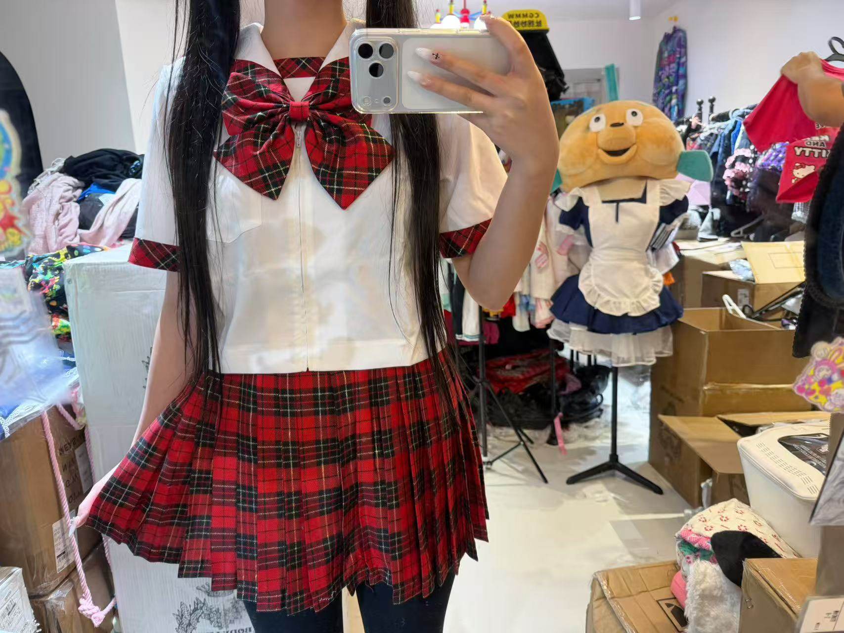 【1个月发&middot;有红标】bodyline日牌全新未拆封苏格兰红格水手服