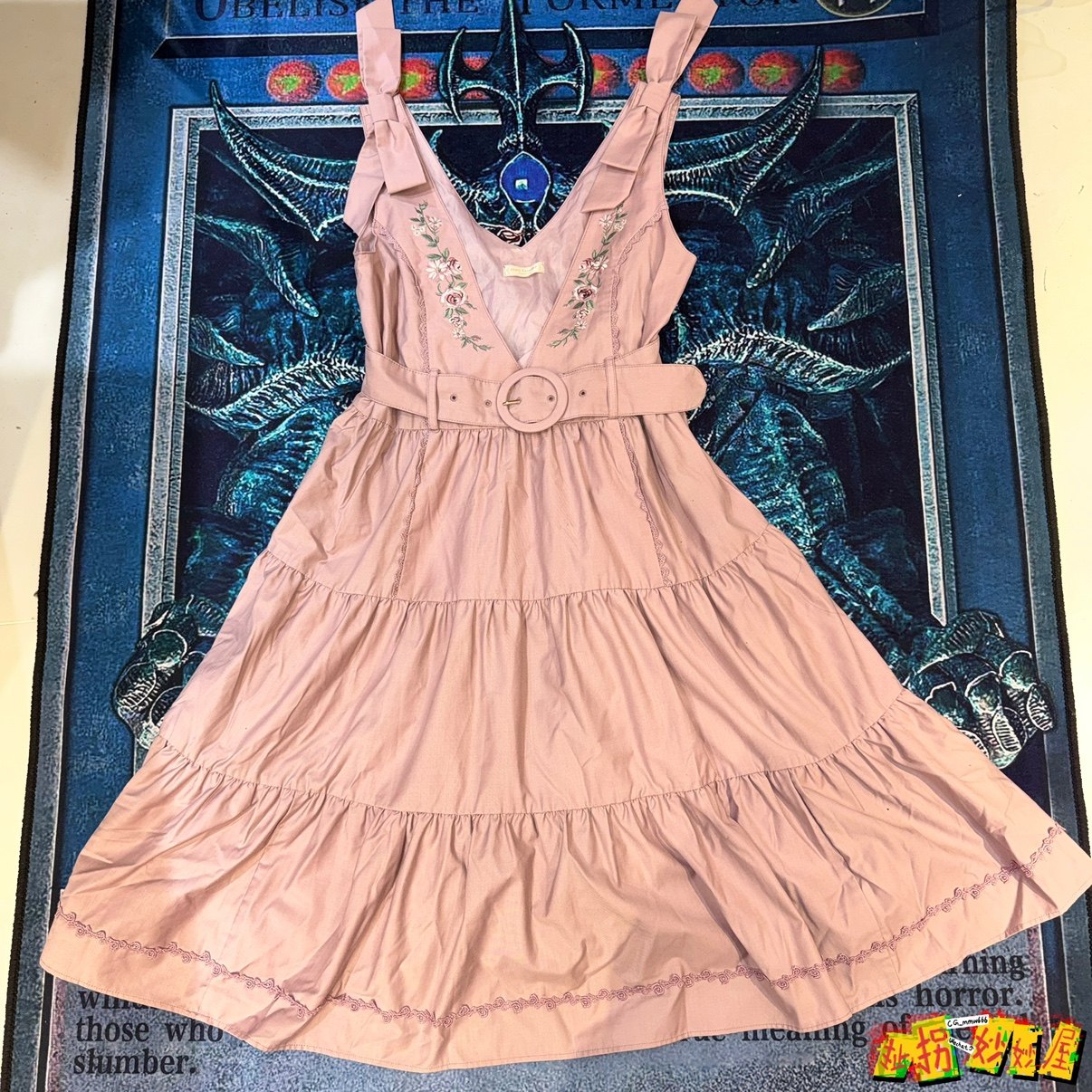 【现货掉落】axesfemme日牌中古稀有孤品v领连衣裙jsk古早味刺绣