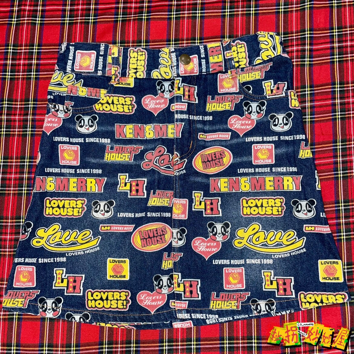 【现货掉落】lovershouse日牌中古稀有孤品可爱牛仔满印sk半裙y2k