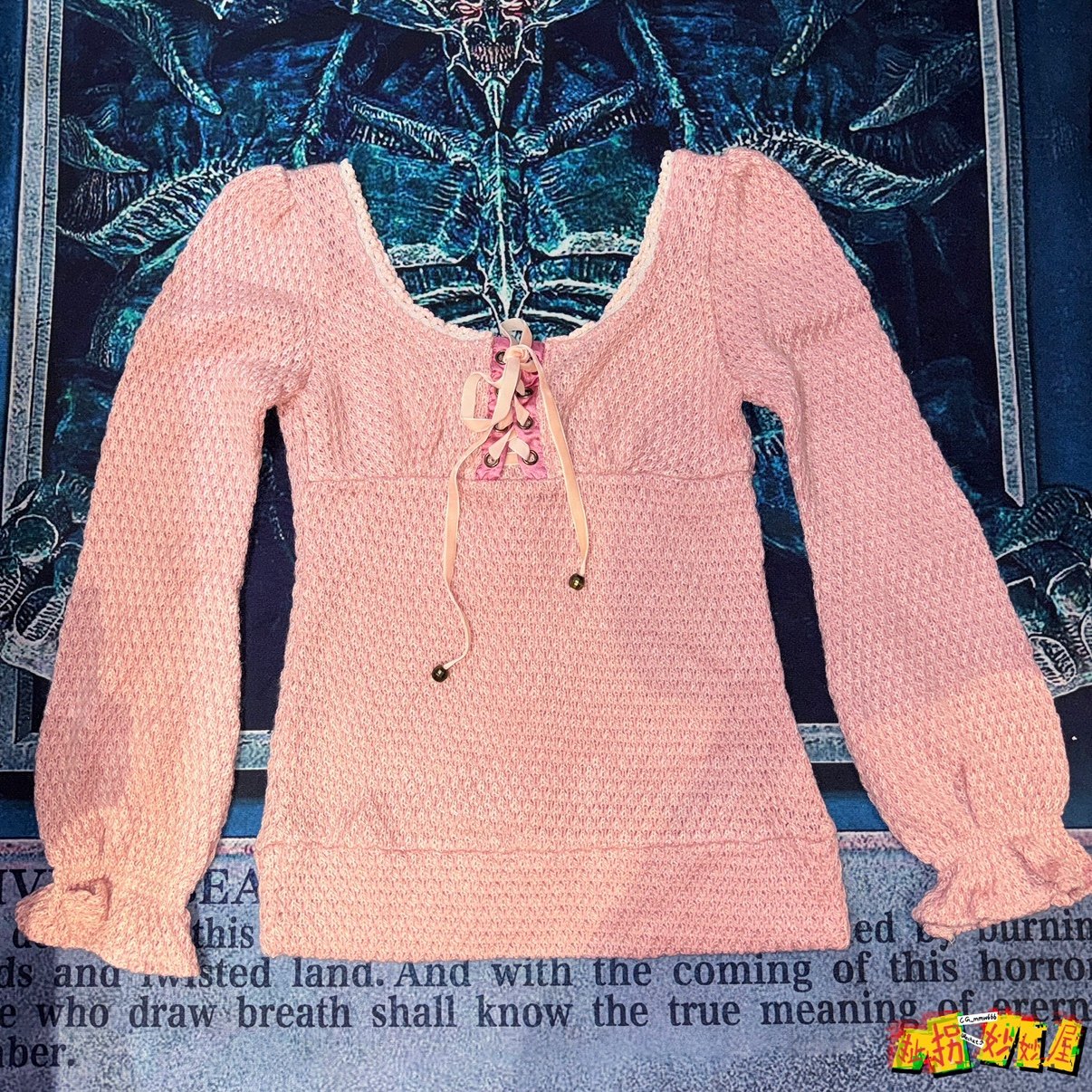 【现货掉落】Lizlisa日牌中古稀有孤品可爱泡泡袖针织上衣量产型