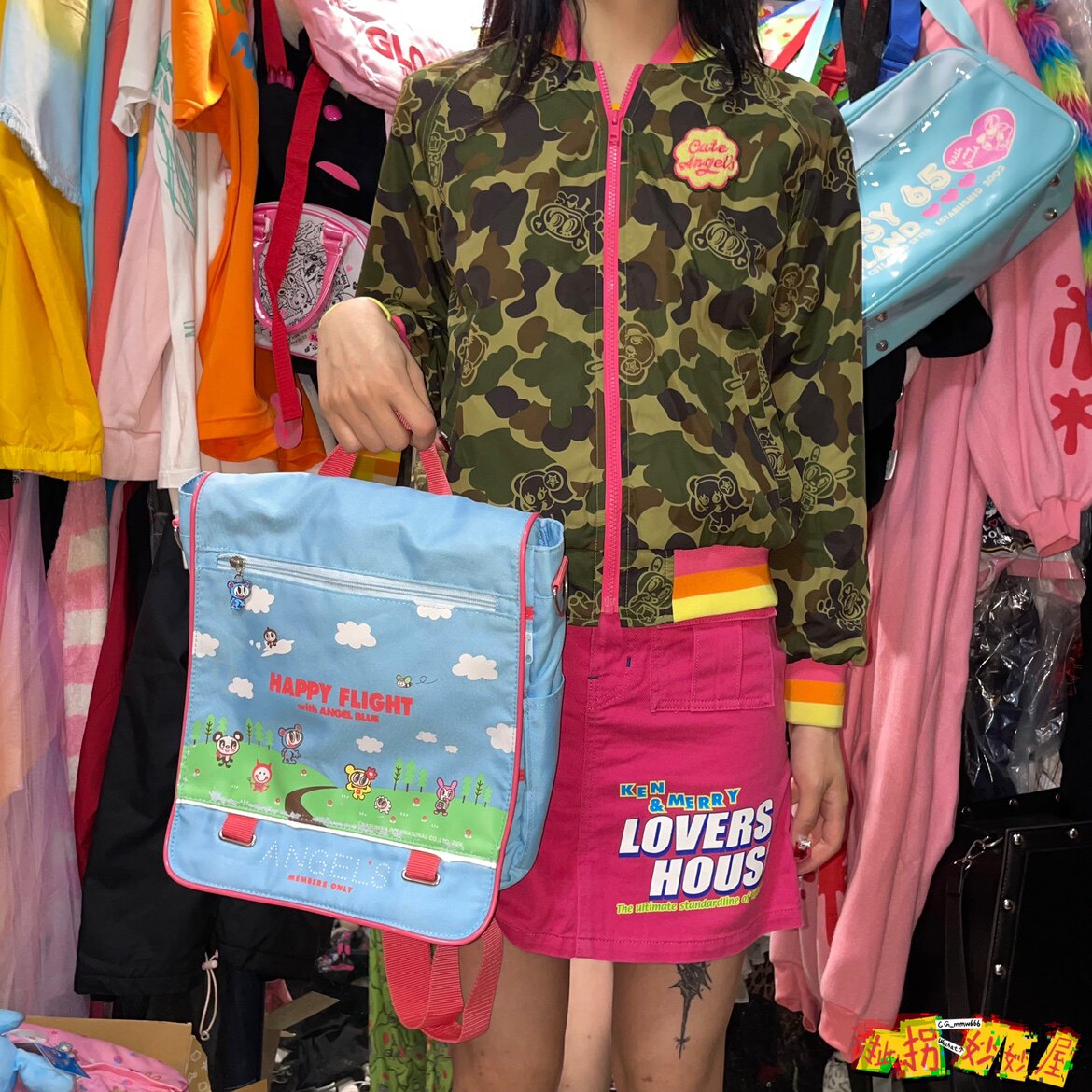 【现货掉落】ANGELBLUE日牌中古稀有孤品可爱迷彩棒球服外套原宿