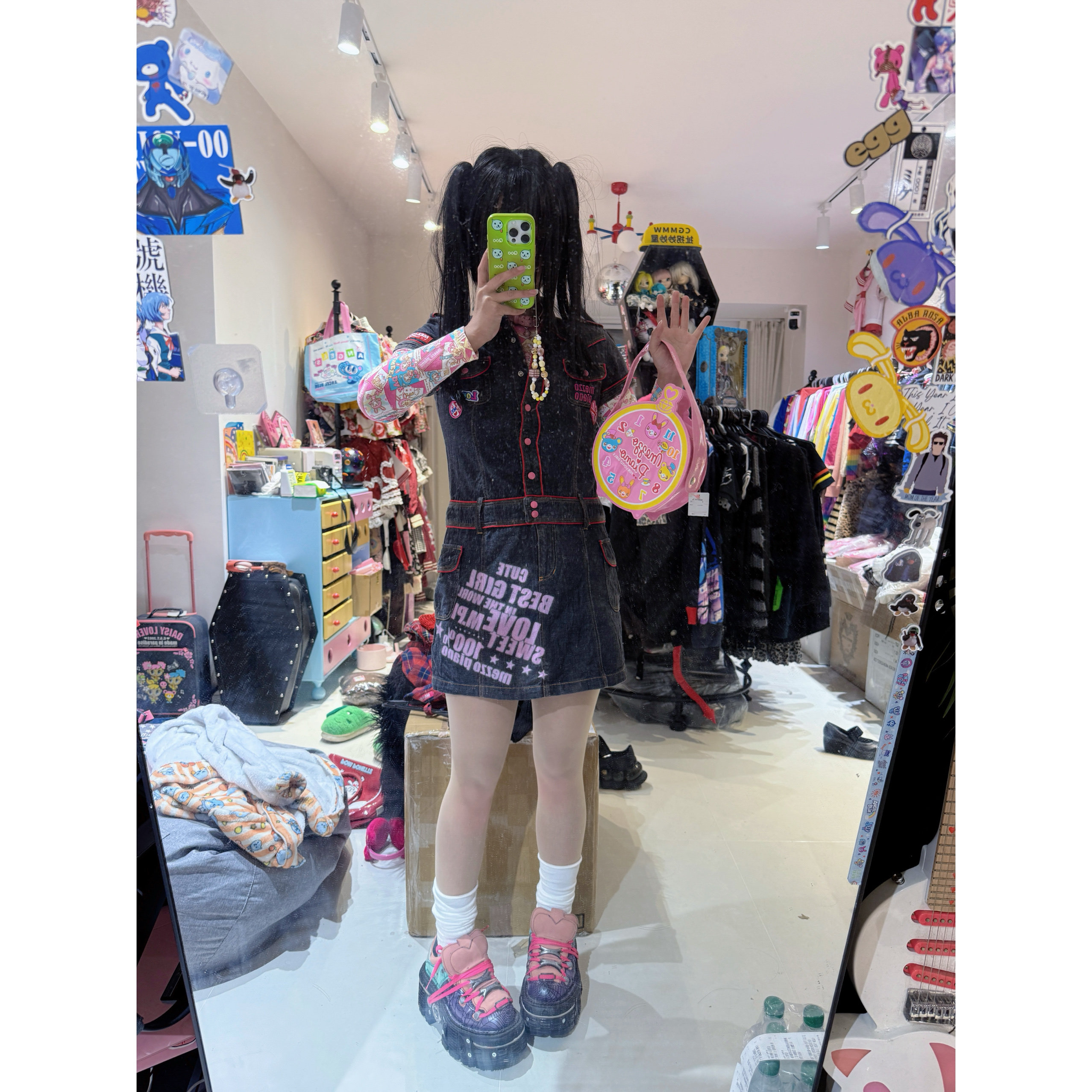 【现货掉落】mezzopiano日牌中古稀有孤品可爱牛仔连衣裙女儿服