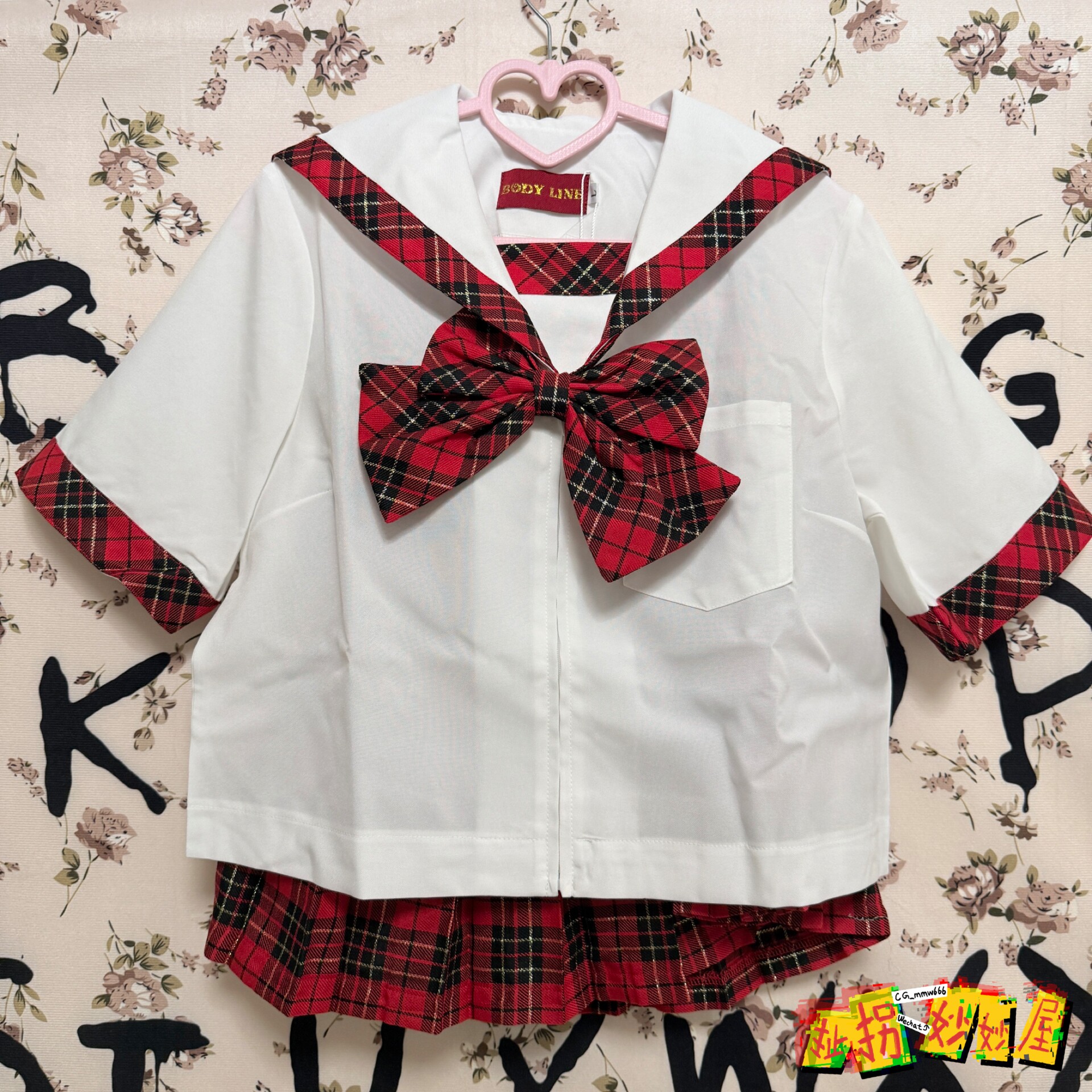 【2个月发·有红标】bodyline日牌全新未拆封苏格兰红格水手服图片