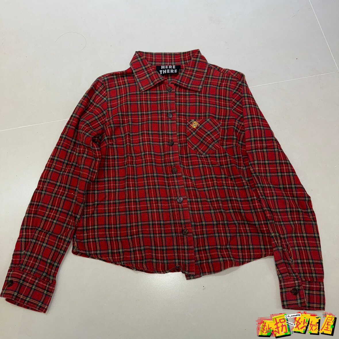 【现货掉落】HERETHERE日牌中古稀有孤品可爱红格长袖衬衫摇滚y2k