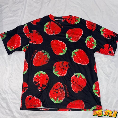 【现货掉落】ACDCRAG中古稀有孤品可爱黑红oversize短袖t草莓