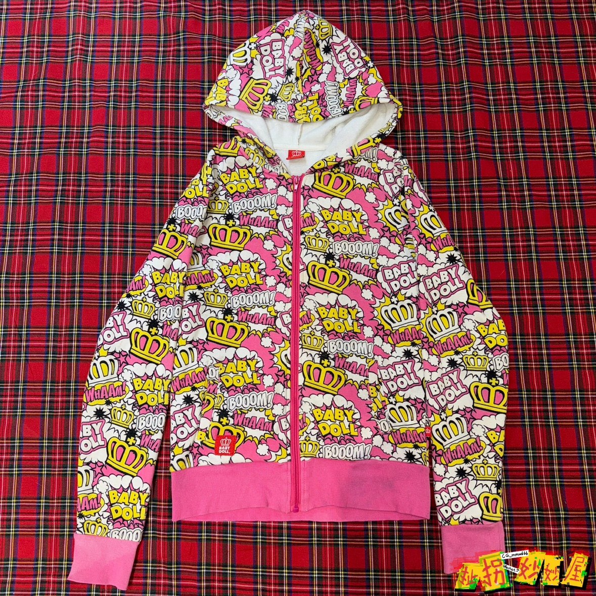【现货掉落】babydoll日牌中古稀有孤品可爱连帽外套薄绒长袖满印