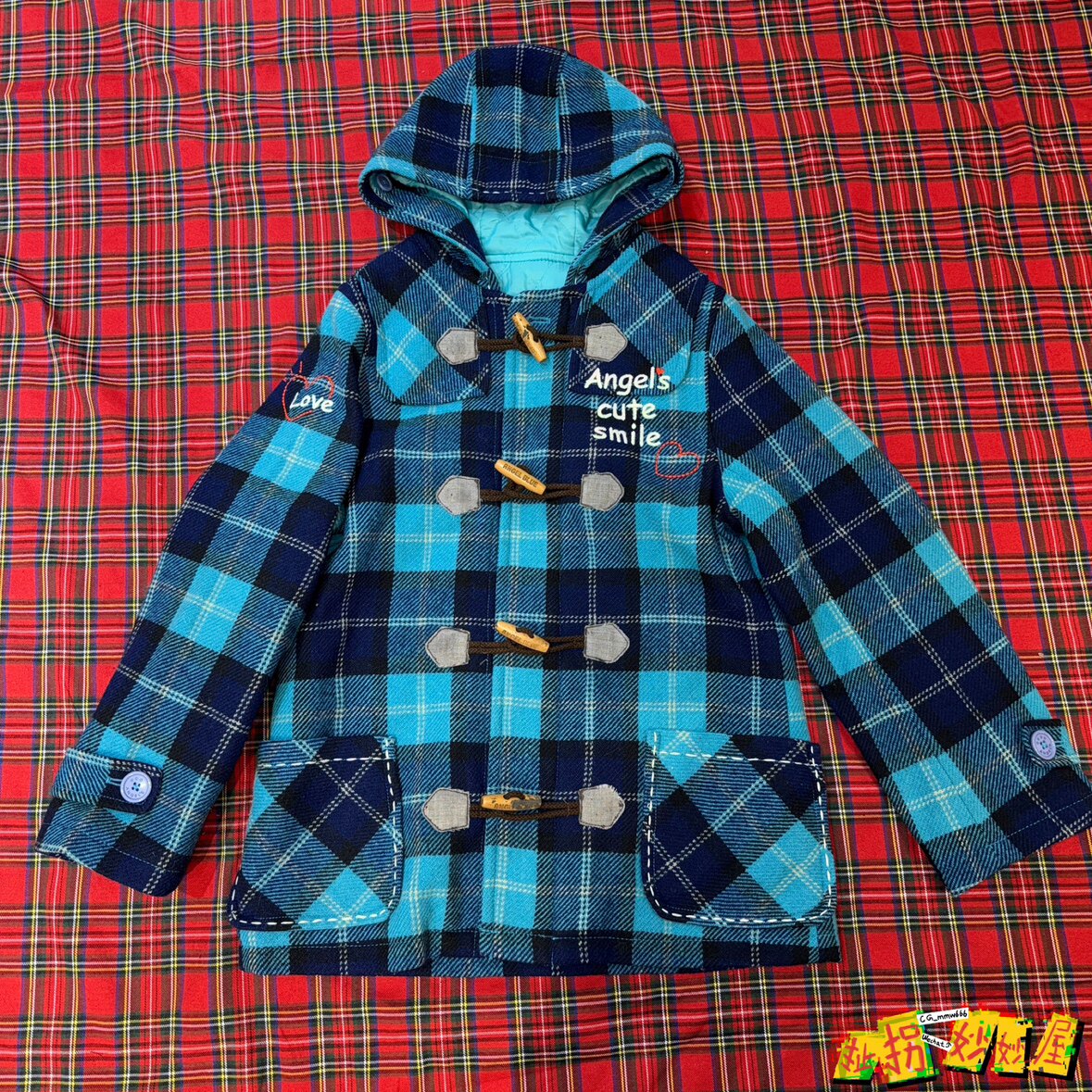 【现货掉落】angelblue日牌中古稀有孤品可爱格子牛角扣外套大衣
