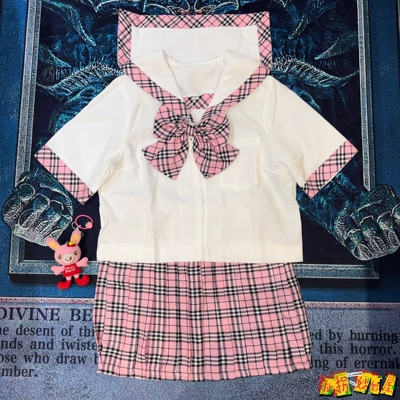 【1个月发】bodyline日牌全新未拆封苏格兰粉格jk制服套装水手服
