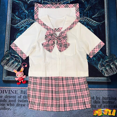 【1个月发】bodyline日牌全新未拆封苏格兰粉格jk制服套装水手服
