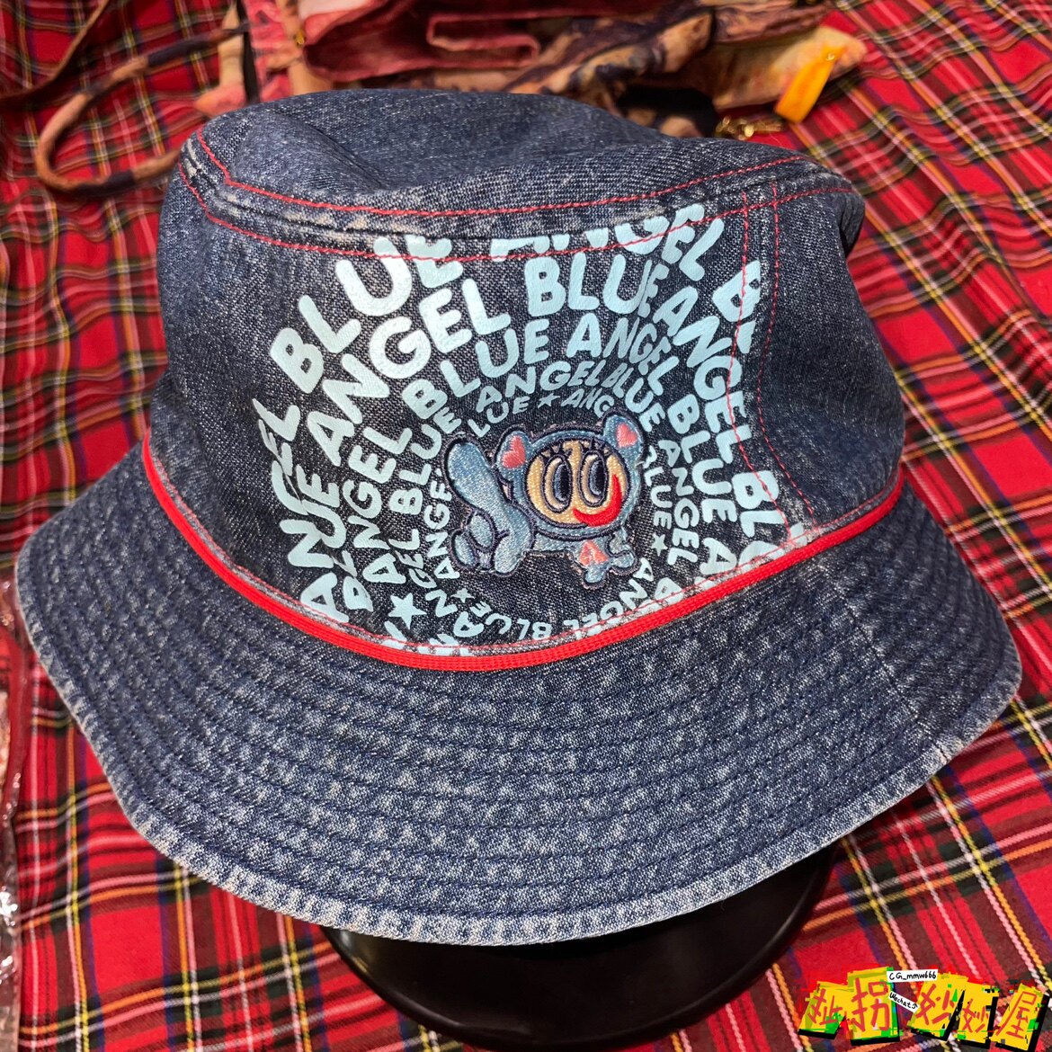 【现货掉落】ANGELBLUE日牌中古稀有孤品可爱渔夫帽牛仔刺绣童趣