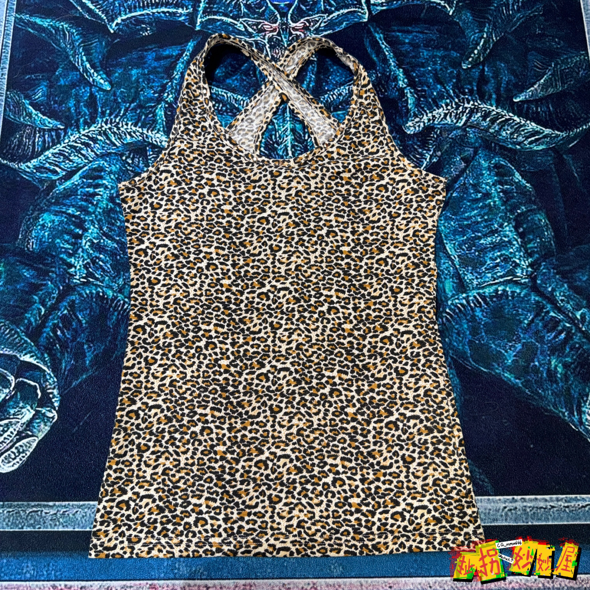 【现货掉落】lizlisadoll日牌中古稀有孤品可爱豹纹交叉绑带背心