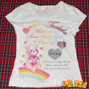 【现货掉落】TRALALA日牌中古稀有孤品可爱小熊短袖原宿爱心y2k