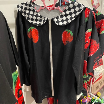 【现货掉落】Acdcrag日牌中古稀有孤品棋盘格水手领长袖外套草莓