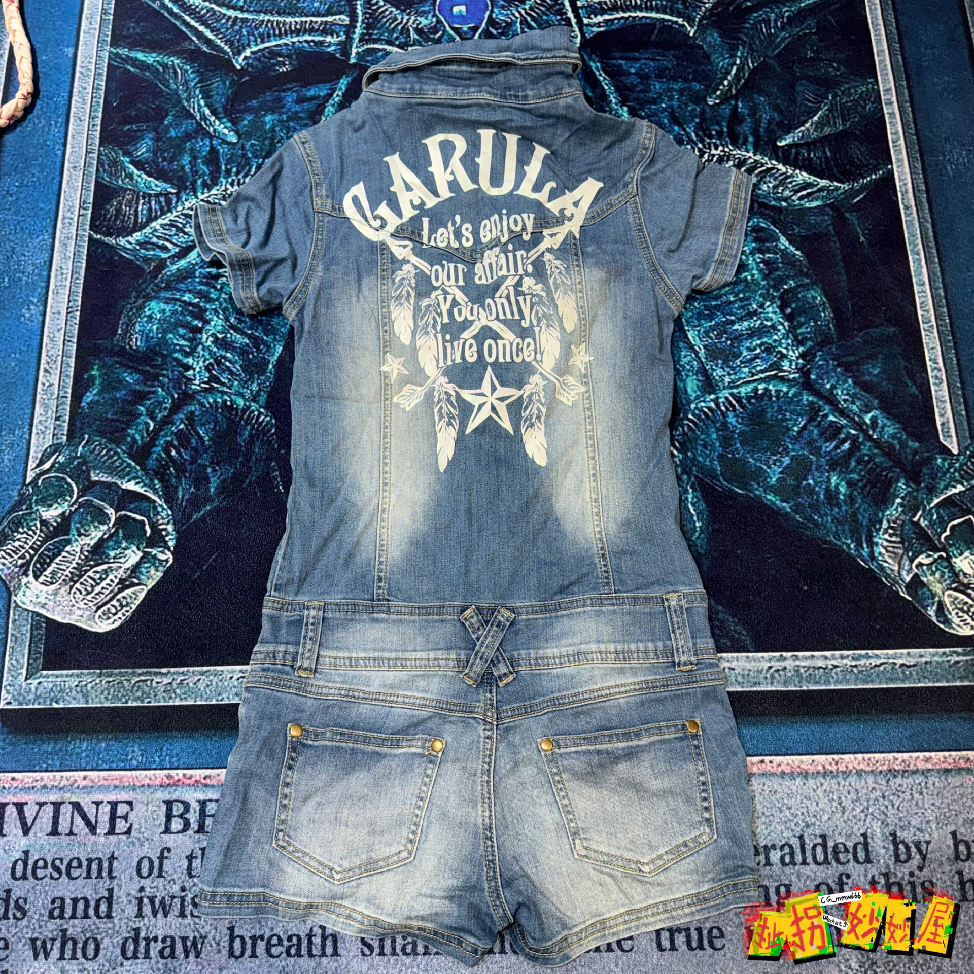 【现货掉落】garula日牌中古稀有孤品牛仔连体衣短裤古着gal系y2k