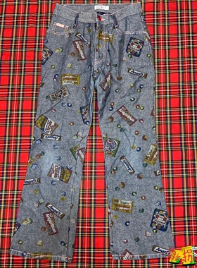 【现货掉落】ANGELBLUE日牌中古稀有孤品可爱牛仔裤糖果满印童趣