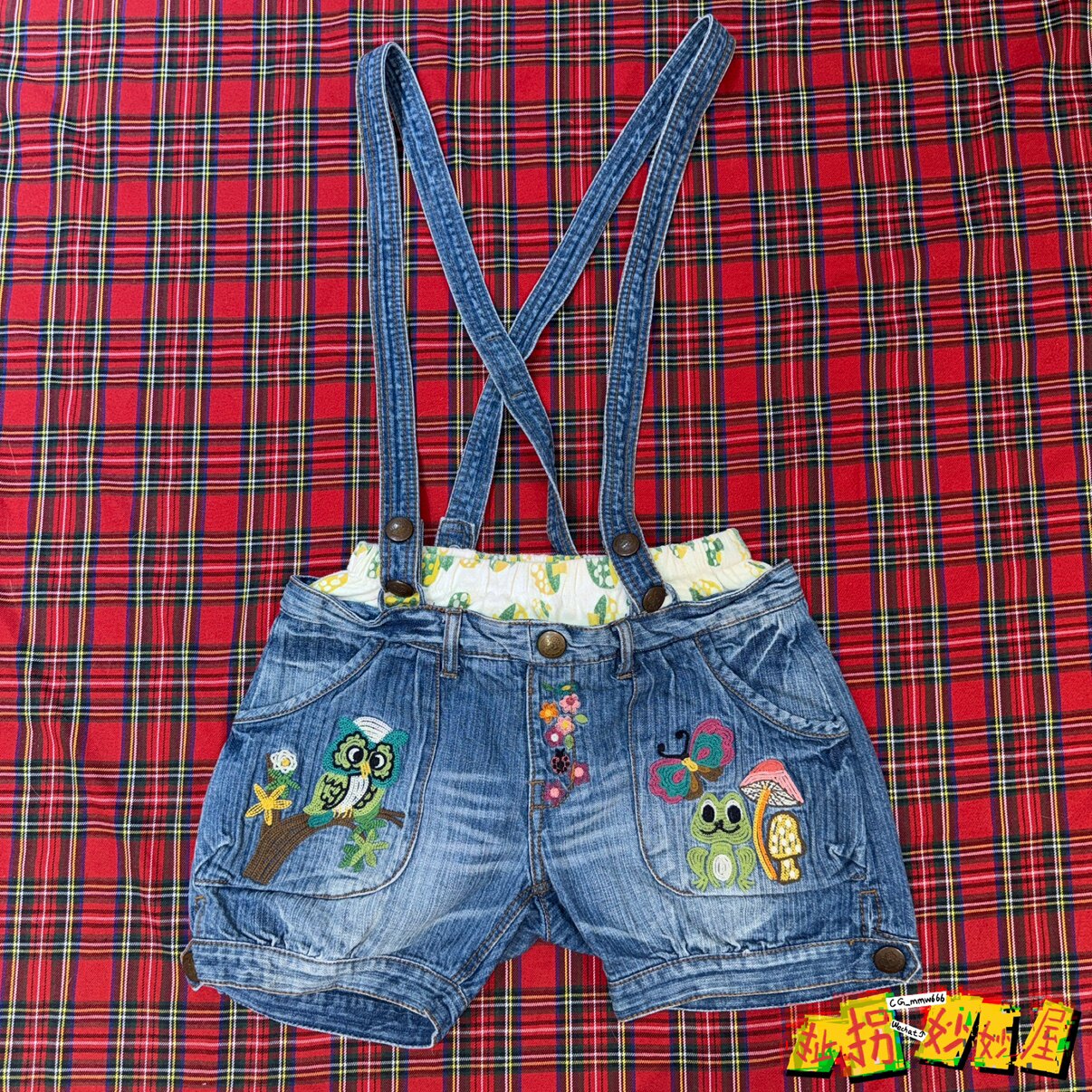 【现货掉落】grandground日牌中古稀有孤品可爱牛仔背带裤原宿y2k