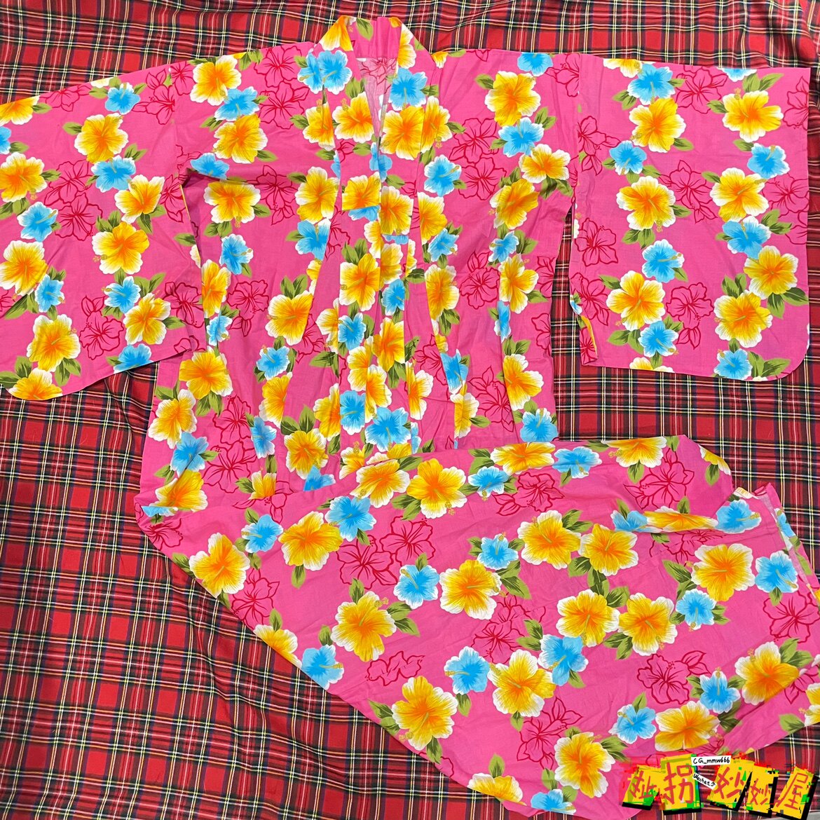 【现货掉落】夏威夷风日牌中古稀有孤品可爱浴衣和服满印y2k涩谷