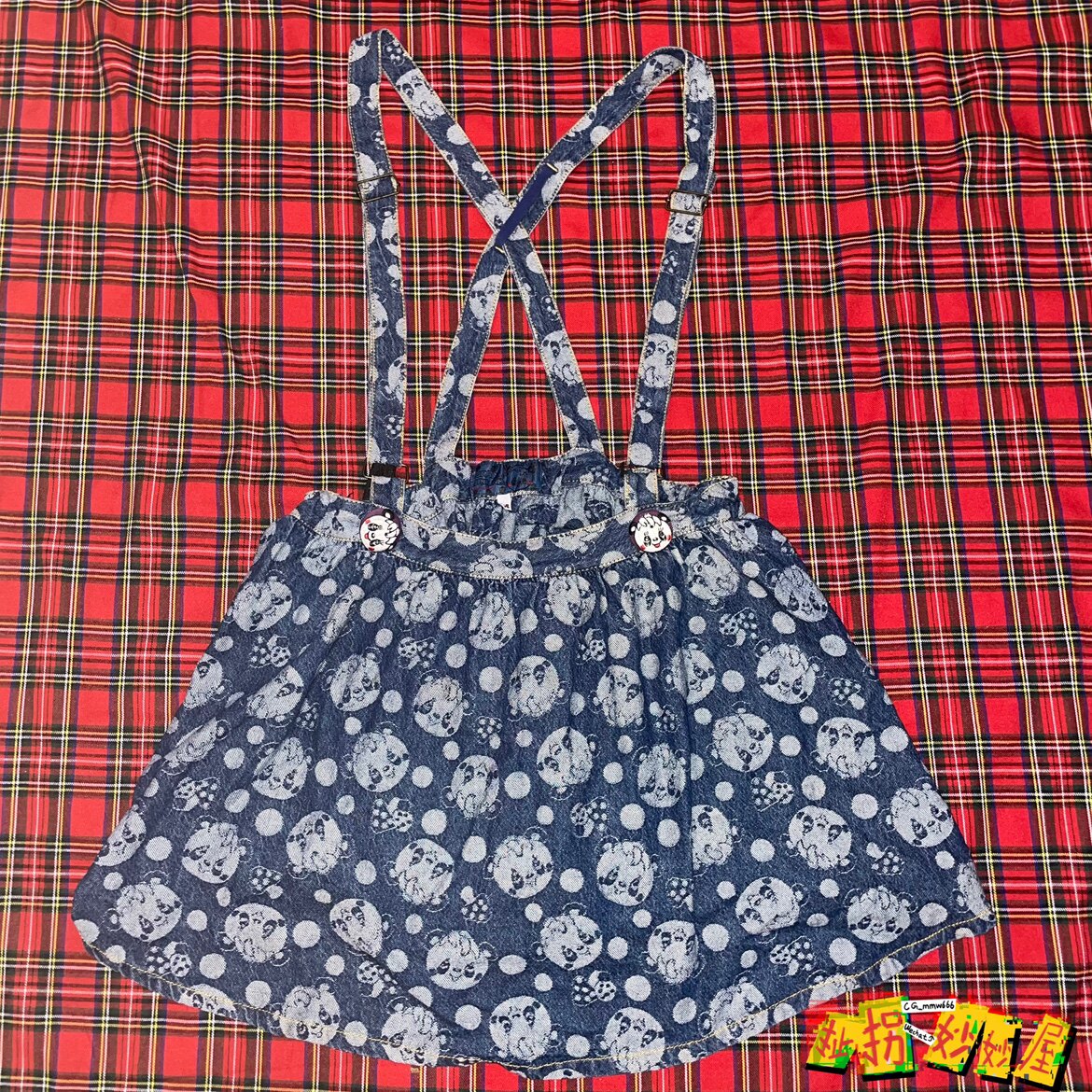 【现货掉落】grandground日牌中古稀有孤品可爱牛仔满印背带裙y2k
