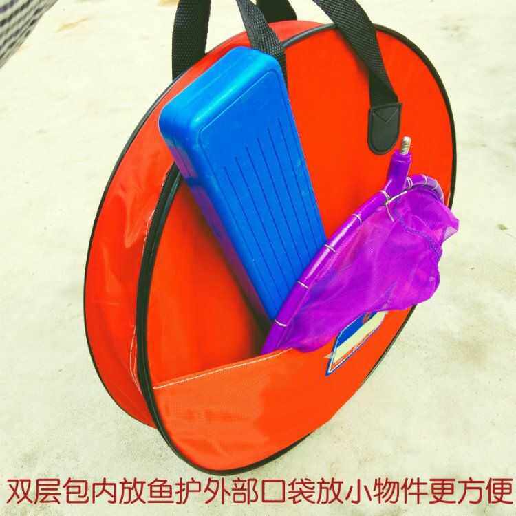加厚鱼护包防水圆形抄网包帆布多功能侧兜渔具包33-40-45渔护网包