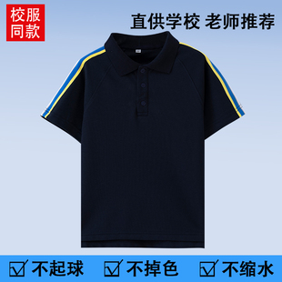 夏季 英伦风学院中小学生校服短袖 POLO衫 儿童班服园服藏青T恤夏装