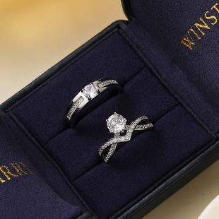 情侣对戒结婚仿真婚戒一对假钻戒男女婚礼仪式莫桑钻石戒指婚纱照