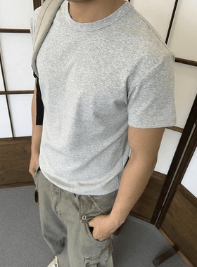 MADEEXTREME美式索罗娜凉感王嘉尔同款短袖T恤男重磅收袖boxy打底