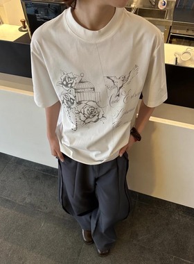 MADEEXTREME手绘印花短袖T恤男女夏季索罗娜凉感宽松防晒半袖上衣