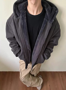 MADEEXTREME 冬季座山雕解构纯色棉服男加绒加厚宽松夹克保暖外套