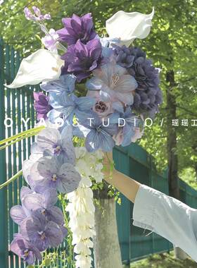 6叉阿勃勒 婚庆吊顶假花紫藤花豆花手捧花拍照装饰拱门造景垂挂花