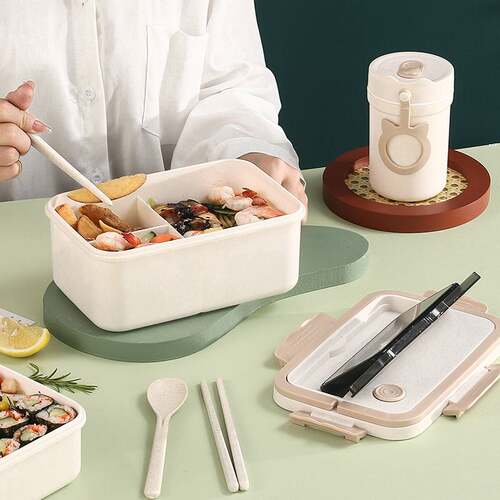 旗丰塑料饭盒日式分格水果盒小学生专用上班族便携餐盒儿童便当盒