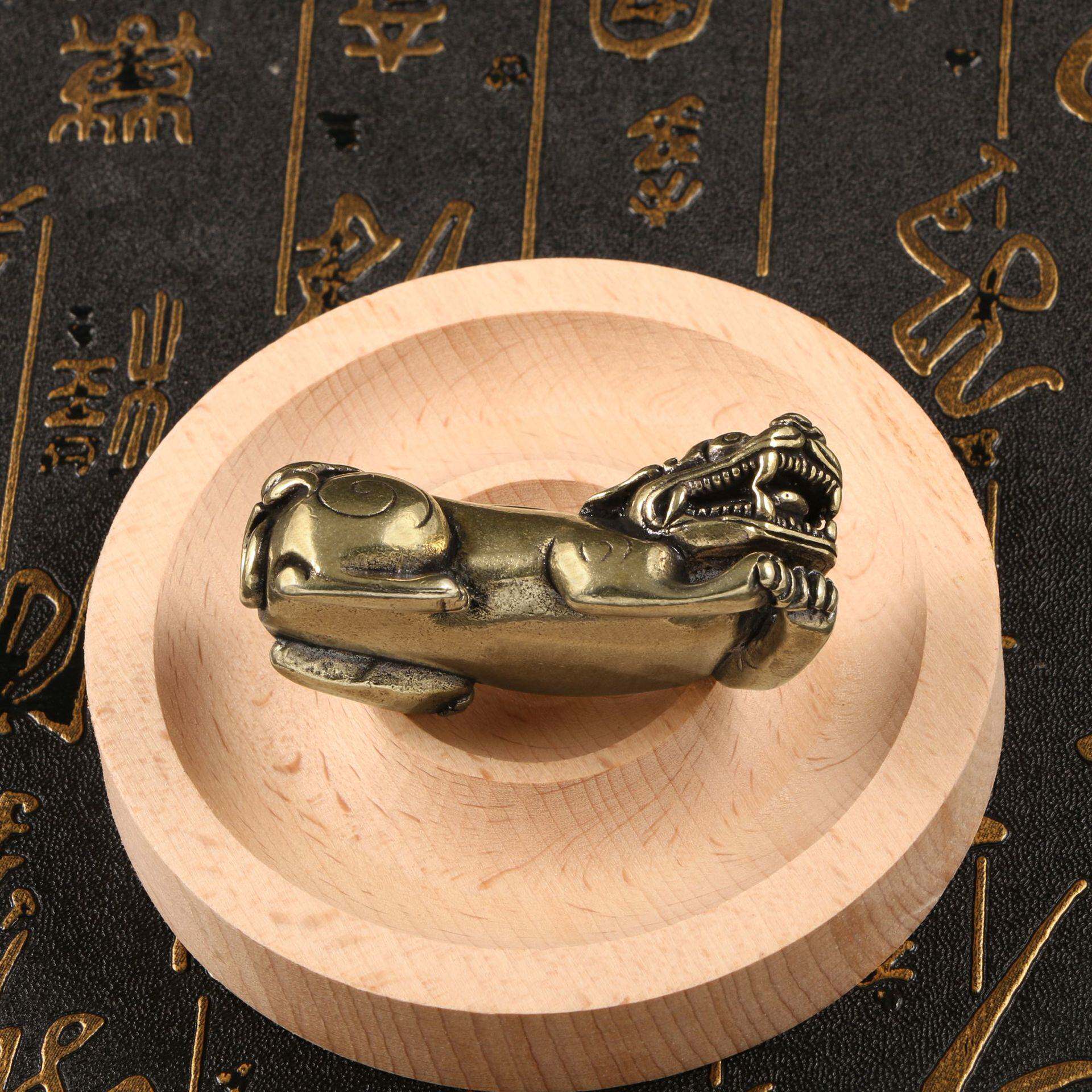 实心黄铜貔貅小摆件皮丘手把件仿古玩铜器古董杂项收藏工艺品
