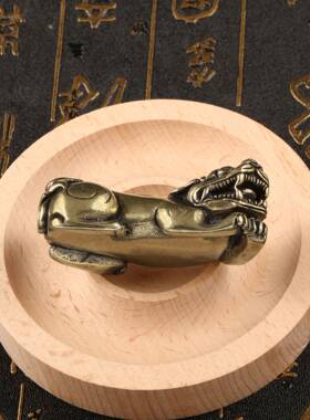 实心黄铜貔貅小摆件皮丘手把件仿古玩铜器古董杂项收藏工艺品