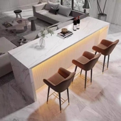 沙发靠后背吧台轻奢大理石餐桌开放式 一体别墅小户型厨房岛台定制