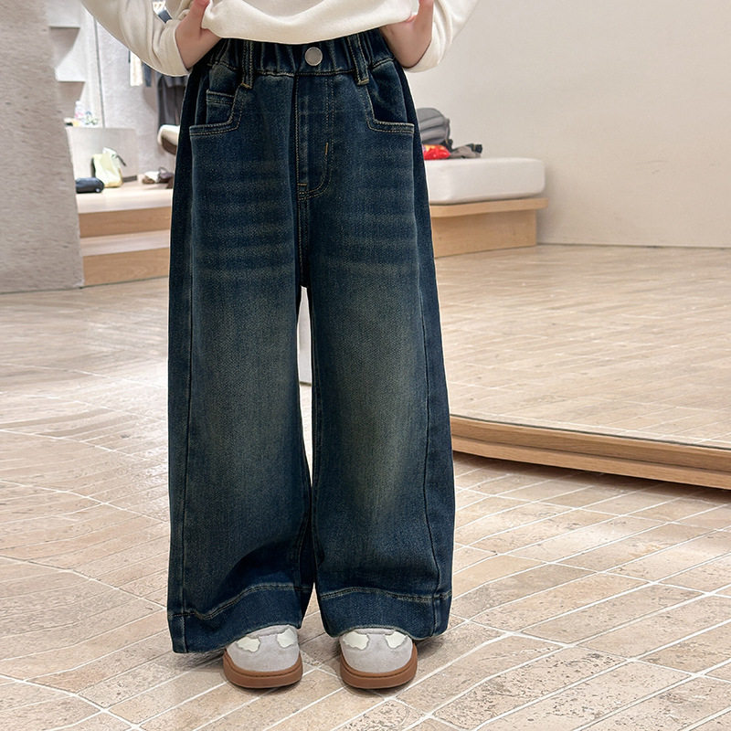 【植绒】儿童直筒裤2026冬季款女童韩版保暖一体绒复古拼接牛仔裤,童装/婴儿装/亲子装,儿童牛仔裤,淘宝优惠券,粉丝福利购,淘宝优惠卷