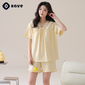 睡衣套装 透气短袖 带胸垫可外出可爱冰丝睡衣薄款 家居服女夏季
