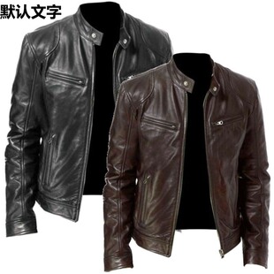 Bomber Jacket Motorcycle Biker 男PU皮衣 Men Jackets Leather
